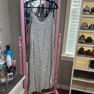 Everlane Gray Floral Maxi Lined Slip Dress